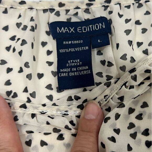Max Edition heart ruffle print blouse size - Picture 2 of 7